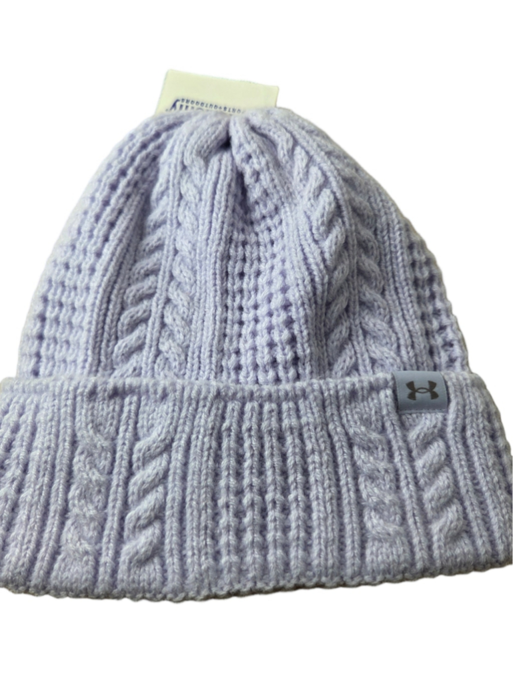 Women's Under Armour Cable Knit Beanie Hat One Size Lavender New NWT #42